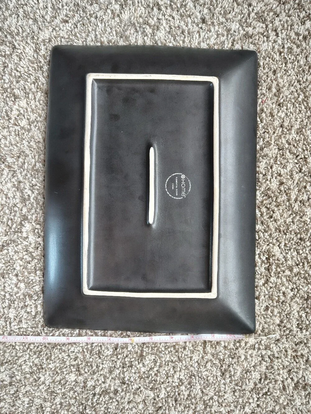 Rectangular Ceramic Platter in Teal with Olive Rim
